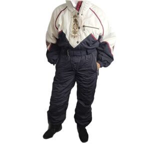 VINTAGE 90s Kaelin‎ embroidered color block belted thermolite ski snowsuit M